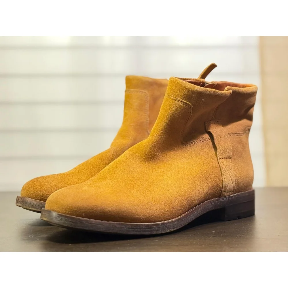 Franco Sarto Classic Women SUEDE LEATHER Boots Ankle Booties Whiskey Brown 8.5 M